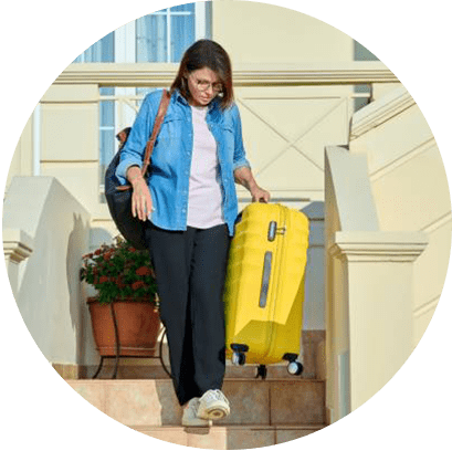 girl or woman with lugagge